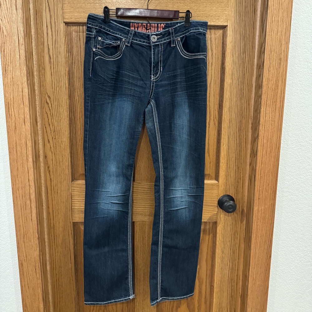 Hydraulic Lola Slim Boot Jeans Dark Wash Embroidered Size 15/16